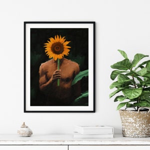 Black man with sunflowers poster Black art Black man Wall Art Wall hangings Male art Frame Not Included image 7