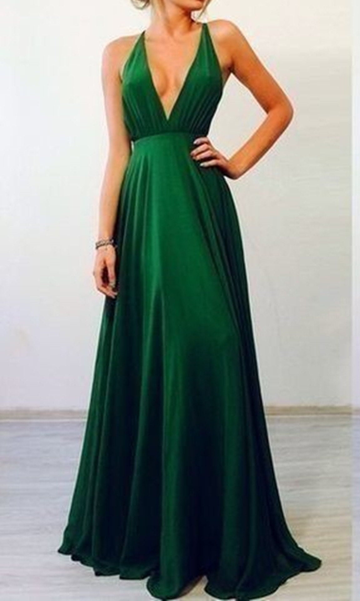 Sassy Silk Satin Green Dress With Open Back , Bridemaid Silky Dress