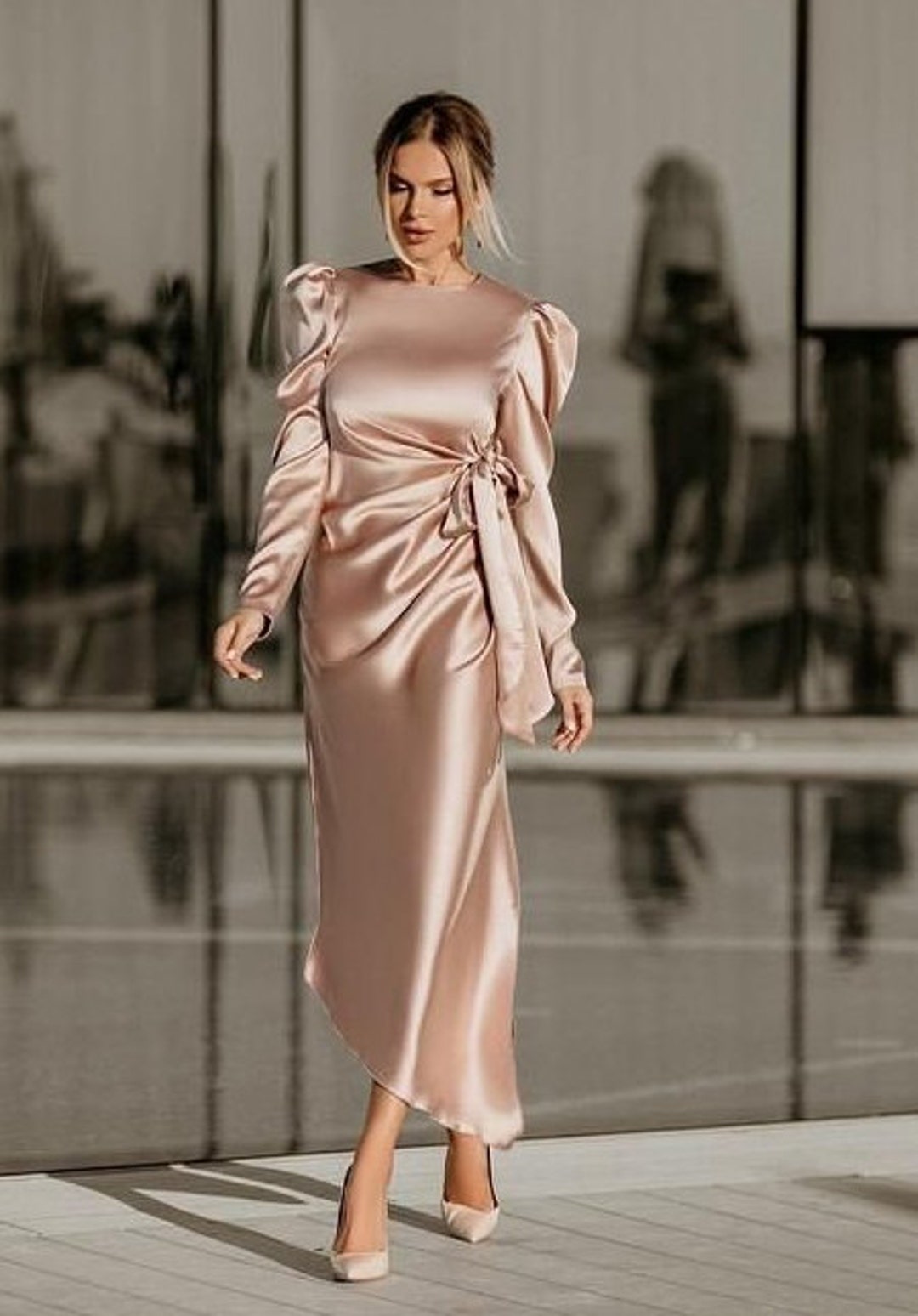 Dress satin shop silk