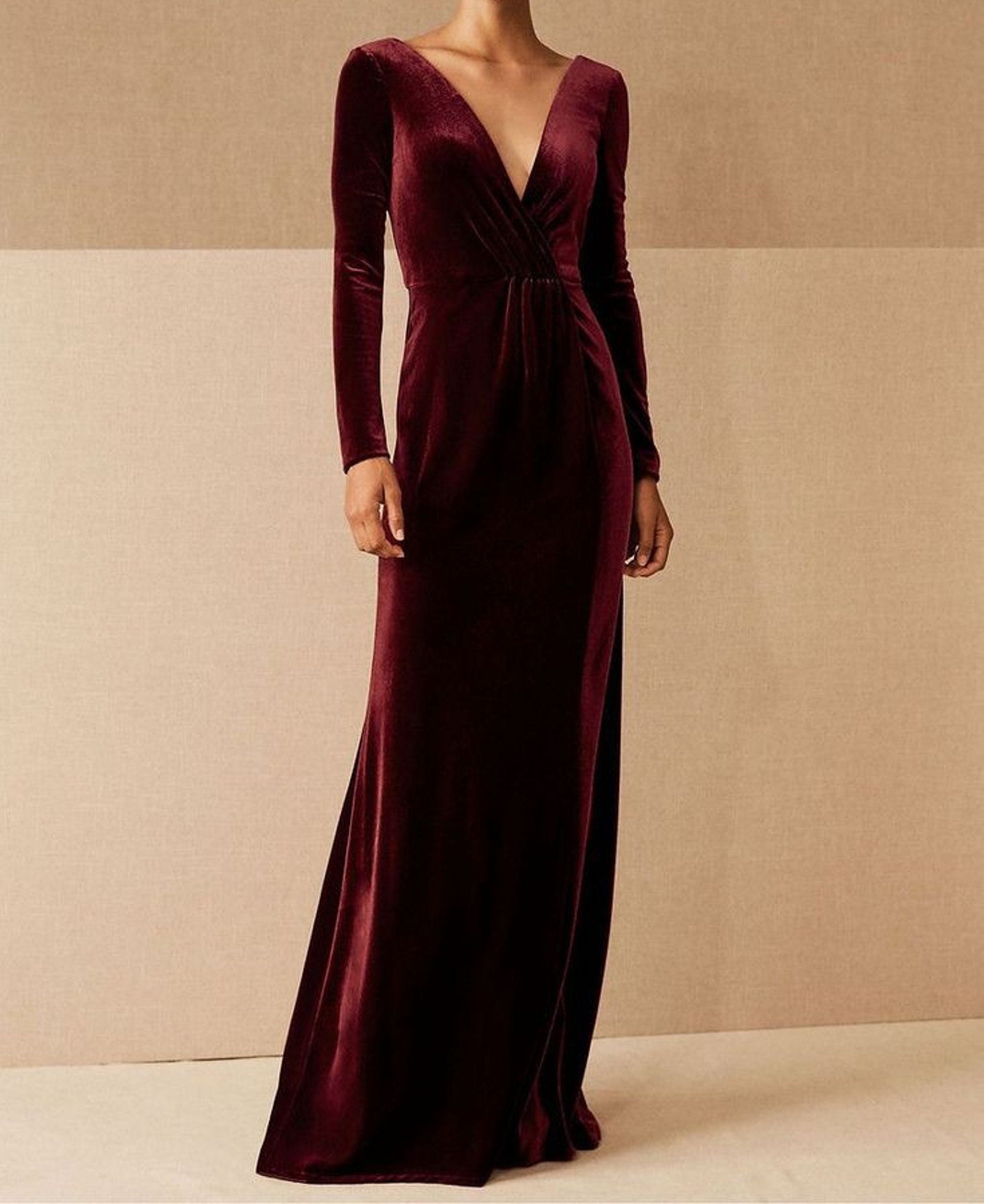 2023 Purple Velvet Mermaid Evening Dress Long Sleeve High Neck Beaded Party  Dresses Robe De Soirée Side Split Prom Gown Color Black US Size Custom Size