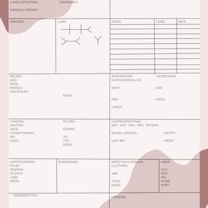 ICU REPORT SHEET pink transparent