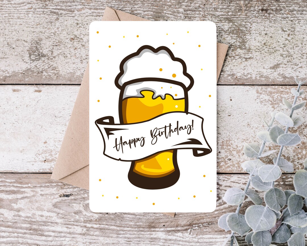 Beer Birthday Postcard Birthday Card for Friend, Birthday Card for Dad ...