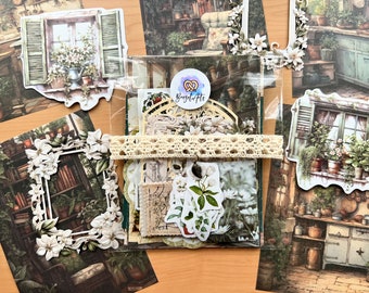 Cosy Days - Vert | Kit de journalisation, ensemble de journalisation, lot de journaux, journal indésirable, fournitures de scrapbooking, éphémères, journal vintage