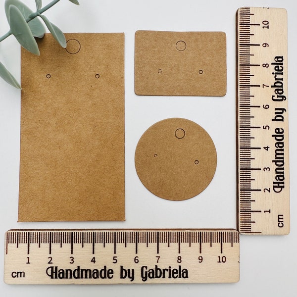 Jewelry cards/display made of brown kraft paper, 10 pieces, for earrings, stud earrings, hoop earrings