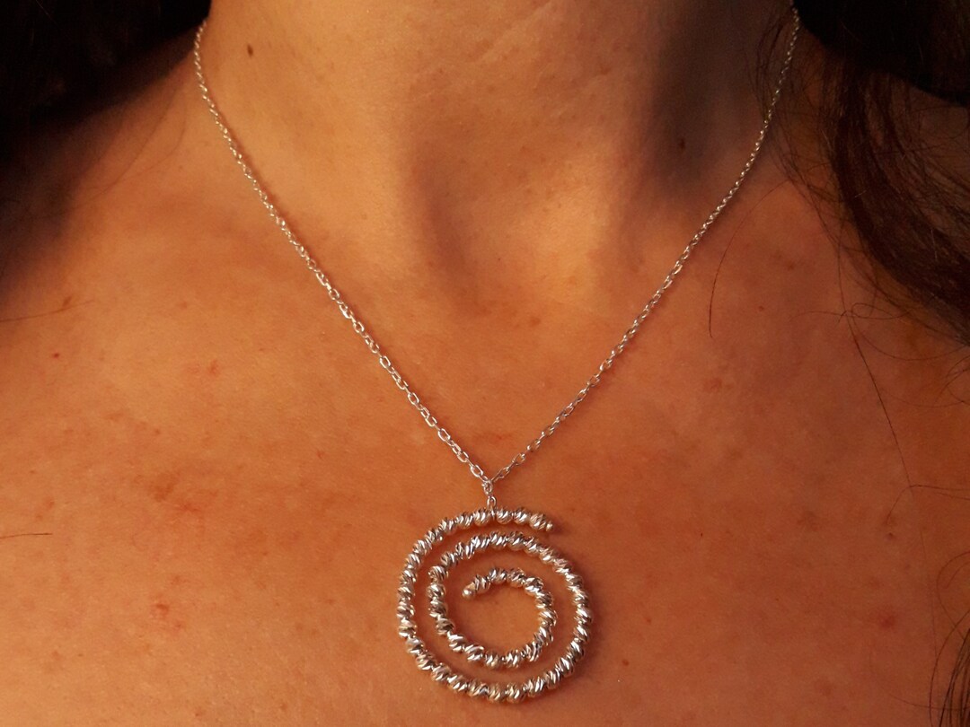 925 Sterling Silverdorika Spiral Chain Necklace Swirl Vortex Etsy