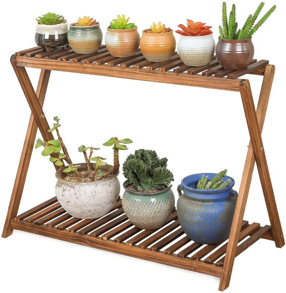 Wood Plant Shelf Indoor Outdoor Plant Stand Corner Flower Etsy
