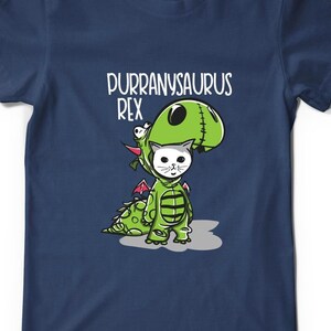 Purranysaurus Rex Cat Dinosaur T-Shirt - Cute Furry Pet Tee, Free Personalisation, Birthday Gift for Kids & Adults Unisex