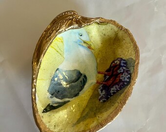 Seagull Clam Trinket Dish, soap dish, beach decor,