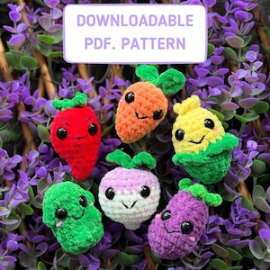 Itty Bitty Veggies / Schema all&#39;uncinetto senza cuciture (PDF scaricabile)