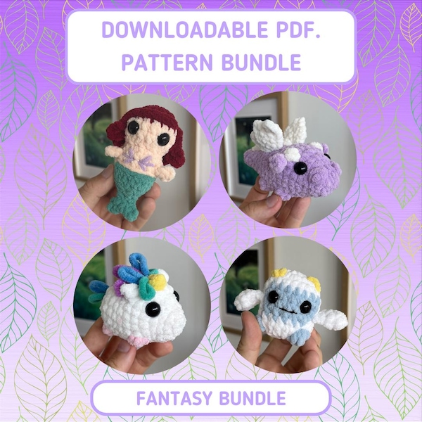 Itty Bitty Fantasy Bundle | No Sew Crochet Pattern Bundle (downloadable PDF)
