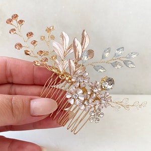 Hair Comb Hair Pin Bridal Orange Yellow Pink Blue. Colourful. Rhinestone. Elegant. Different. Unique. Playful. Flower Girl. Vine. Flower.