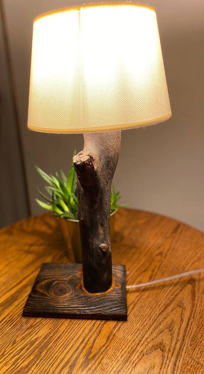Veneer Shade Bedside Table Lamp pine Handmade Solid Wood Desk Lamp 