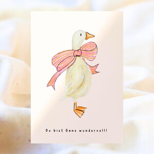 Karte Gans mit Schleife Muttertag/Liebe/Geburtstag/lustige Karte