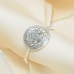 Seven Archangels Seal Ring in 925 Sterling Silver – Engraved Spiritual Protection Symbol, Handmade Occult Jewelry for Mystics and Believers