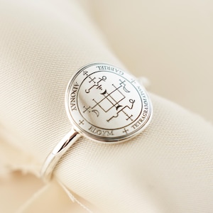 Sigil of Archangel Gabriel Ring in 925 Sterling Silver – Minimalist Talisman Signet Band with Protective Symbol, Spiritual Gift for Women