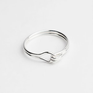 Lovers Knot Wire Wrapped Ring: 925 Handmade Sterling Silver Minimalist Double Band, Symbolic Couple