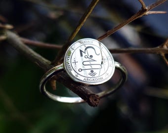 Aartsengel Jophiel Sigil-zegelring: gegraveerd 925 sterlingzilver engelachtig beschermingszegel, spirituele sieraden