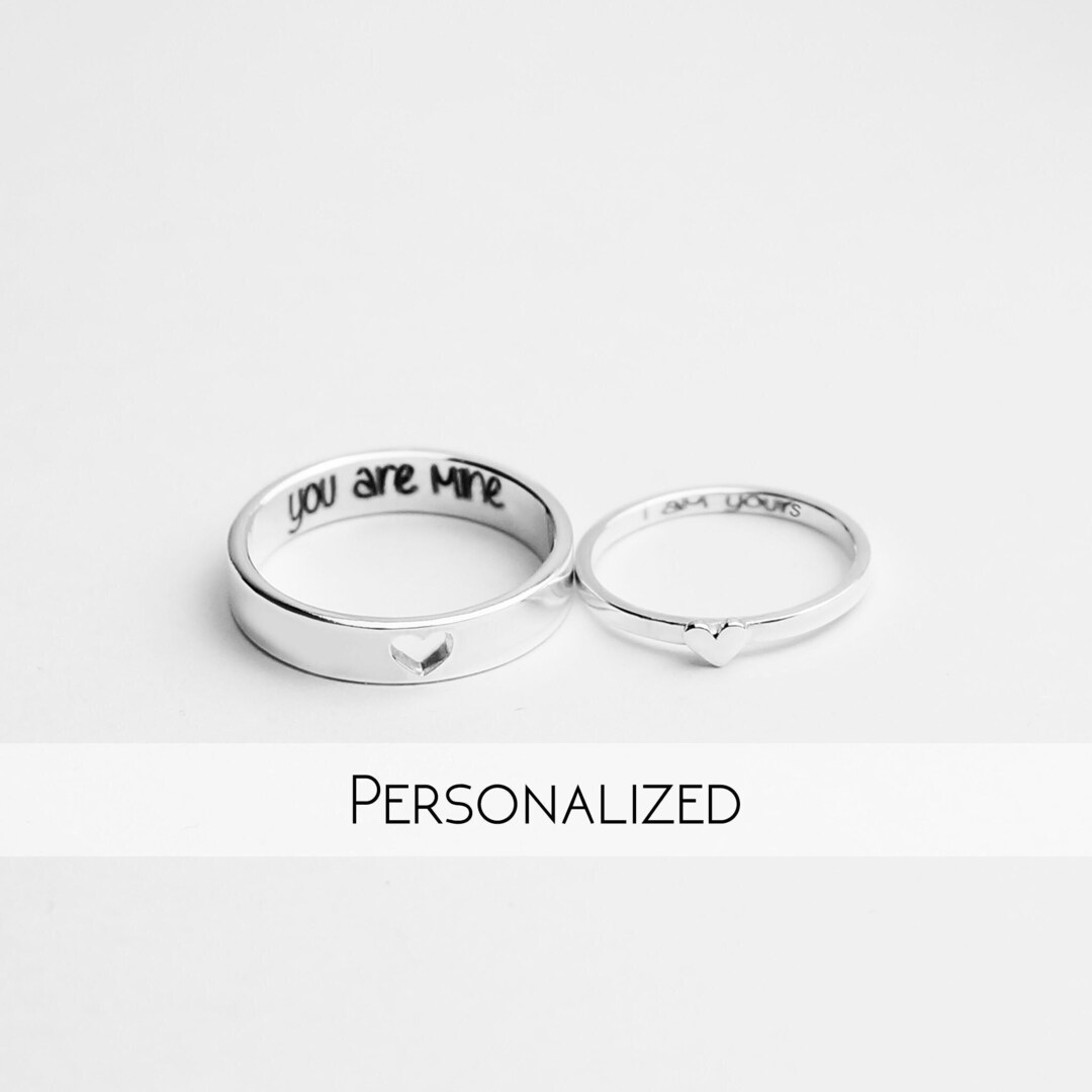 Tiny Heart, Pure Silver, Couple Rings, Heart Matching Rings, Matching