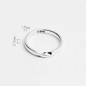 Twisted Knot Sterling Silver Band, Dainty Minimalist Stackable Jewelry, Polished Thin Ring Gift for Her, Custom Engraved
