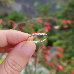 Seil gedrehter Draht eingewickelt Ring: 925 Sterling Silber Minimalist Band, stapelbarer Schmuck