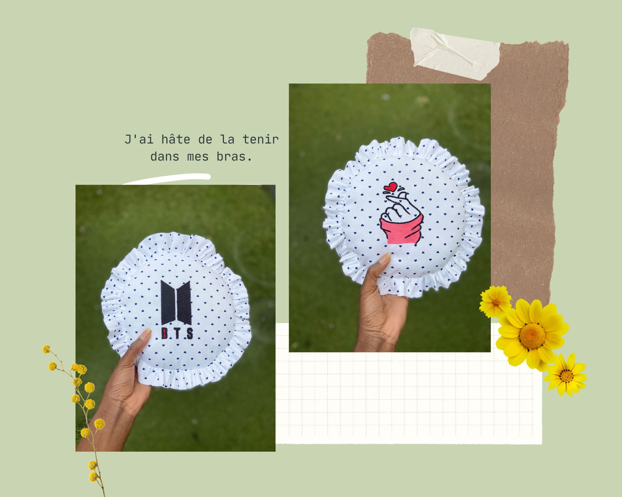 Ensemble de Deux Coussin Bts, Décor Bts, K-Pop Bts, Cadeau Bébé, Chambre Bébé