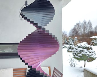 Wooden Wind Spinner – Hanging Garden Decor, Kinetic Outdoor Art, Rust-Free Solid Wood, Blue & Purple