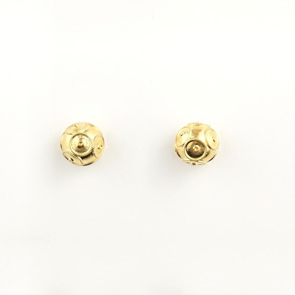 Filigrane portugais Contas de Viana / Viana Perles Boucles d’oreilles Portugal traditionnel, 925 Sterling Silver w/ Gold Bath