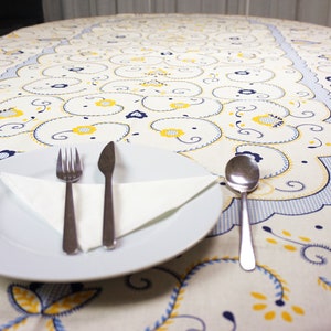 Portuguese Tablecloth Viana Traditional Print Rectangular Size L Yellow & Blue 100% Cotton Table Towel Toalha Portugal