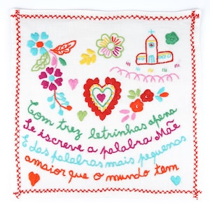Portuguese Viana Linen Love Kerchief, Friendship Valentine, Valentine&#39;s Kerchief, Small Size, Design 06, Handmade Viana do Castelo Embroidery