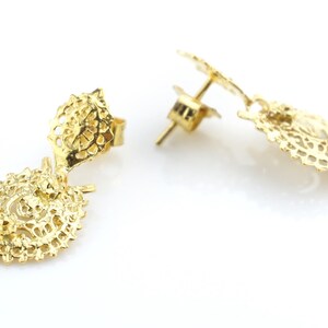 Portuguese Queen Earrings XS size, Viana Traditional in 925 Sterling Silver w/ 24k Gold Bath