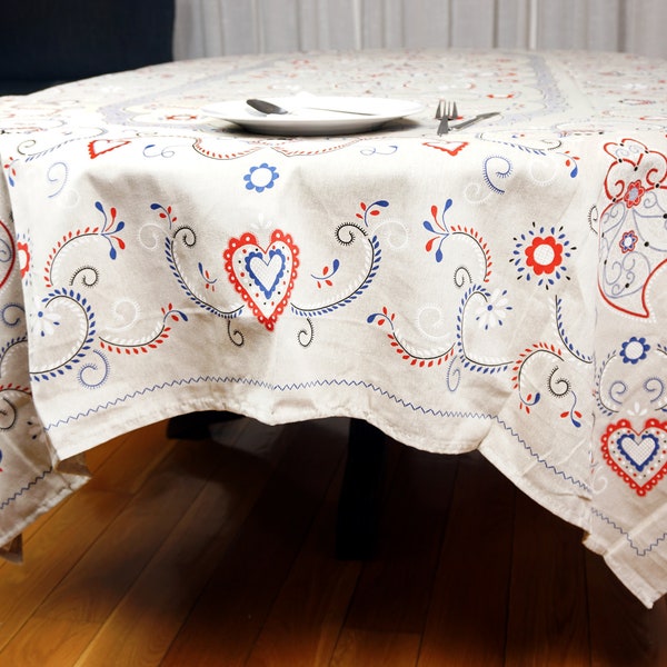 Portuguese Tablecloth Viana Tradicional Print Rectangular Size L Beige 100% Cotton Table Towel Towel Portugal