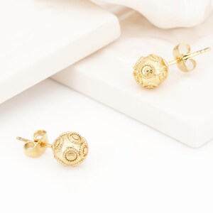 Portuguese Filigree Inspired Viana Beads Earrings, Golden Stainless Steel, Portugal Fashion Jewelry