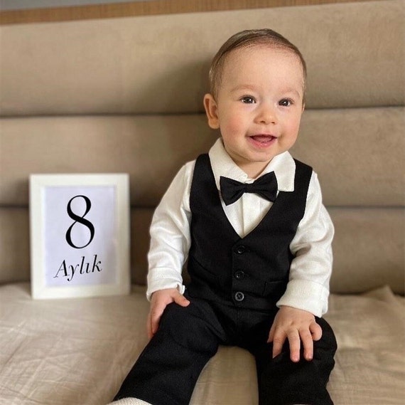 Baby Boy Suit With Hat 3 6 Months Newborn Gentleman Formal Dress Toddler  Outfit Suits Romper +bowtie + Suspender Pants Wedding - Baby's Sets -  AliExpress