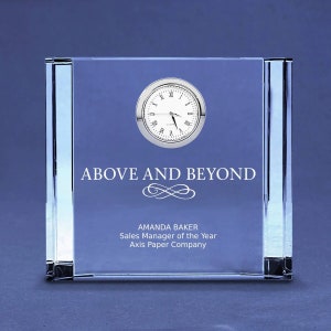 Silver Accent Crystal Award Clock - Medium - Award Trophy - Personalized Engraving Up to Three Lines and Choice of Title