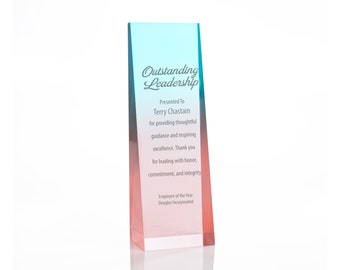 Ombre Acrylic Trophy Collection - Tower - Award Trophy - Personalized Engraving Up to Three Lines and Pre-Written Verse Selection