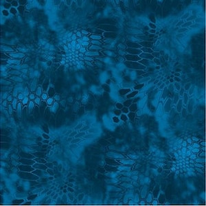 May include: A blue camouflage pattern with a repeating design of dark blue and light blue shapes.