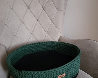 Cat bed,Crochet cat basket,handmade basket,cat bed,cotton cord bed,crochet XL bed,Animal bed,gift for you animals #minimal style,chunky bed