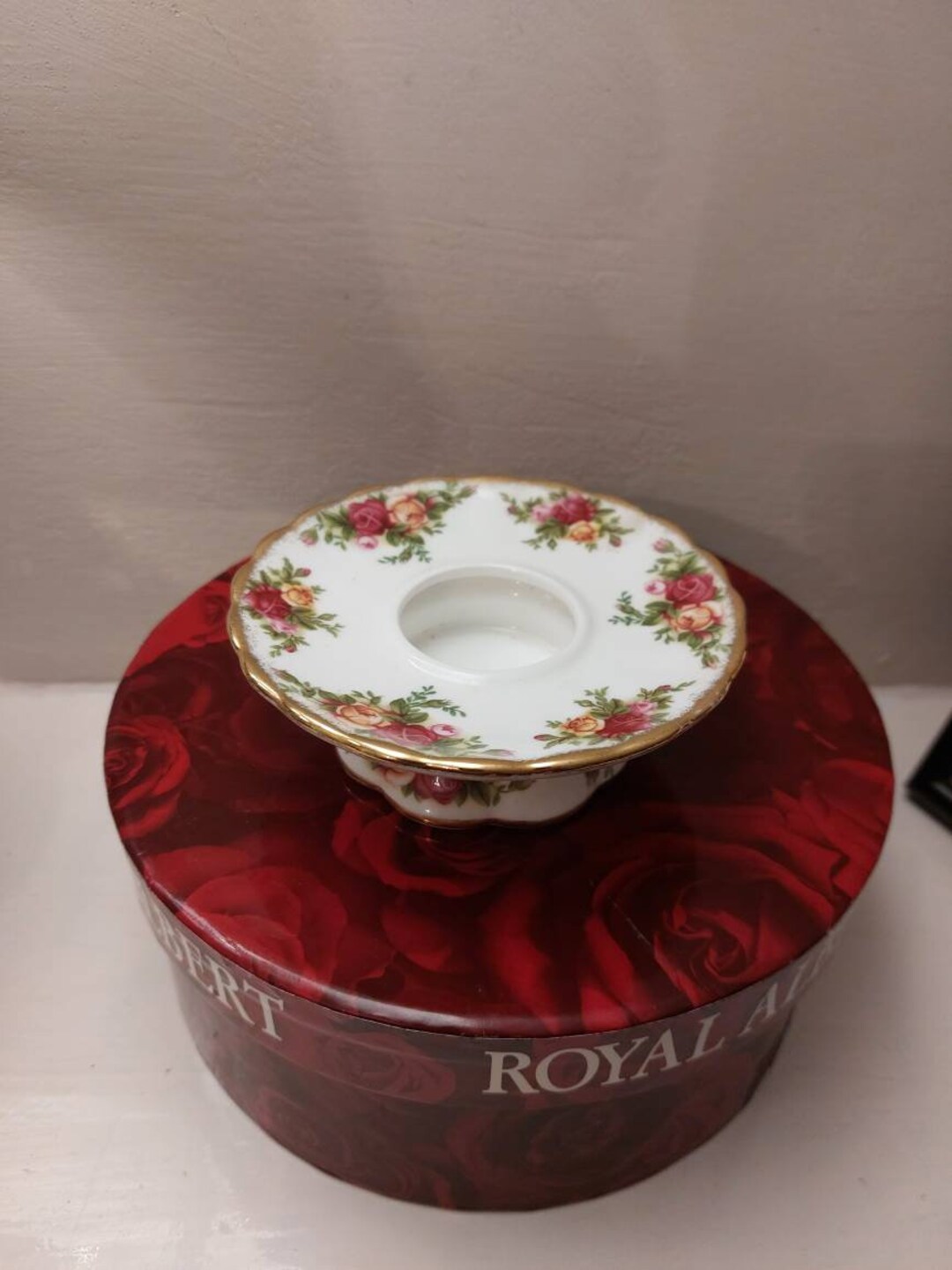 Vintage Royal Albert Old Country Roses Candle Holder Boxed Piece. Etsy