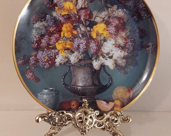 Vintage Franklin Mint Heirloom Collection Irises and Silver 8