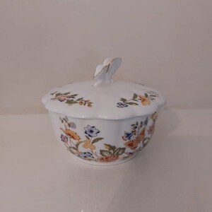 Vintage Aynsley Cottage Garden Butterfly Lidded Trinket Dish 