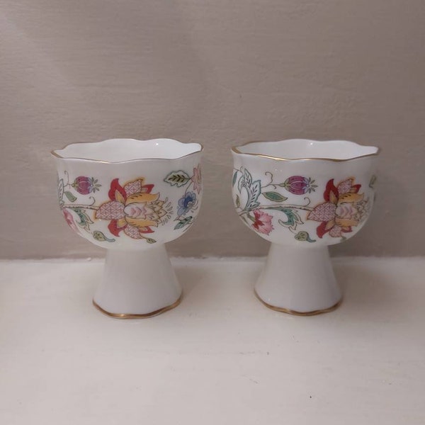 vintage Minton Haddon Hall Green Goblet Candle Holders