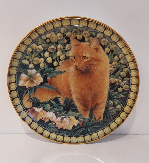 Vintage Danbury Mint Cats Amongst the Flowers by Lesley Anne Ivory