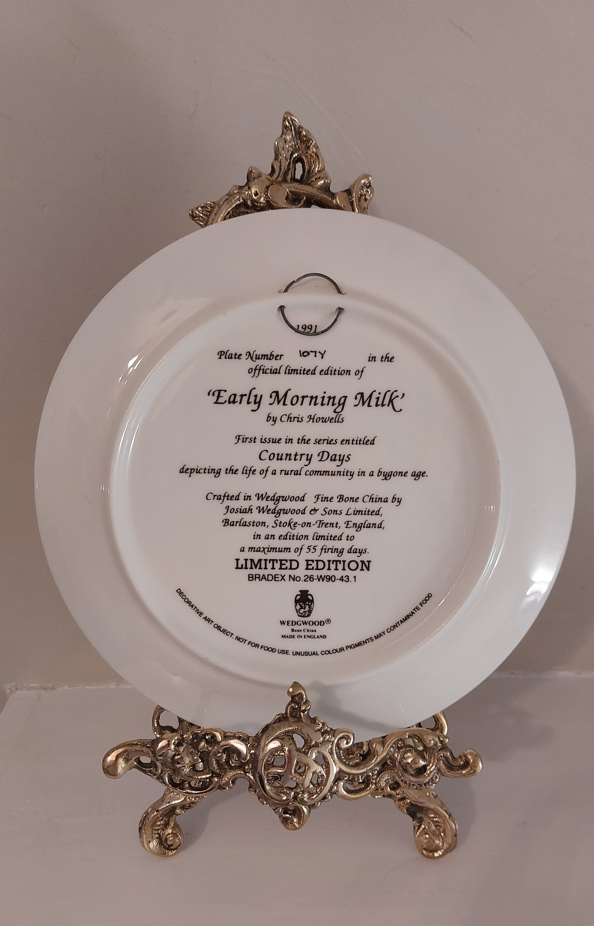 Wedgwood Early Morning Milk プレート 1991年 ホビー・楽器・アート