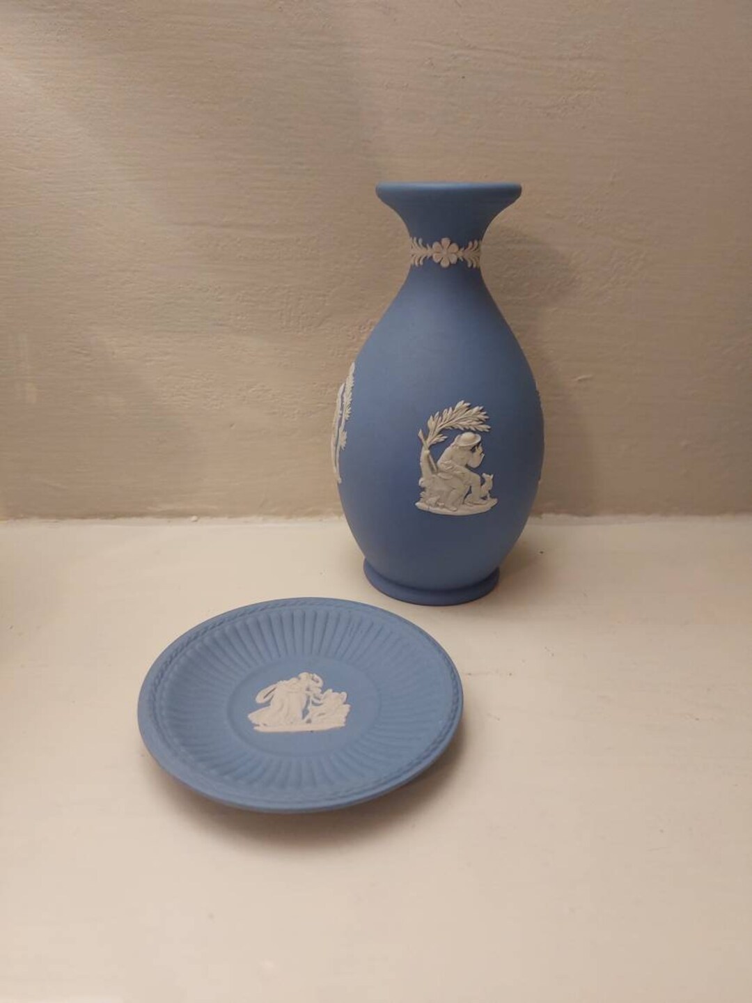 Vintage Wedgwood Blue Jasperware Set Bud Vase and Mini Pin Tray - Etsy
