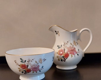 Vintage Royal Albert China Garden New Romance Cream Jug and Open Sugar Bowl Rare