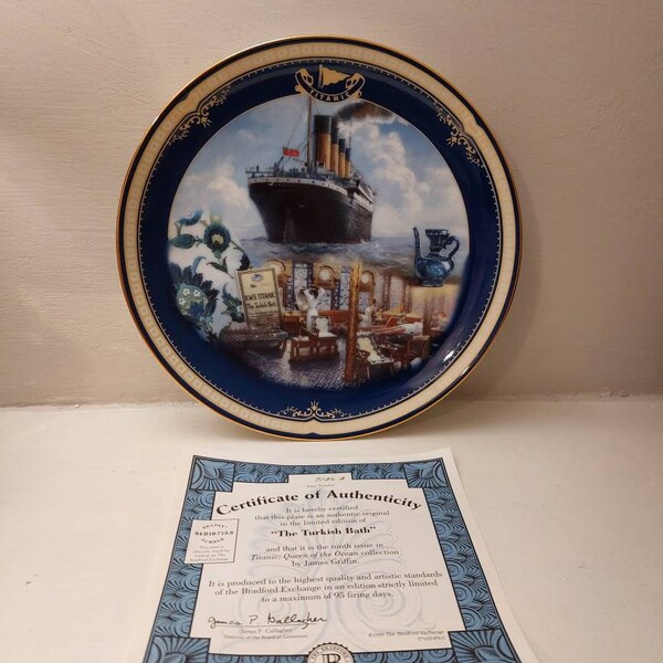 Vintage Bradford Exchange Limited Edition Titanic Queen of the Ocean 8" plate The Turkish Bath.