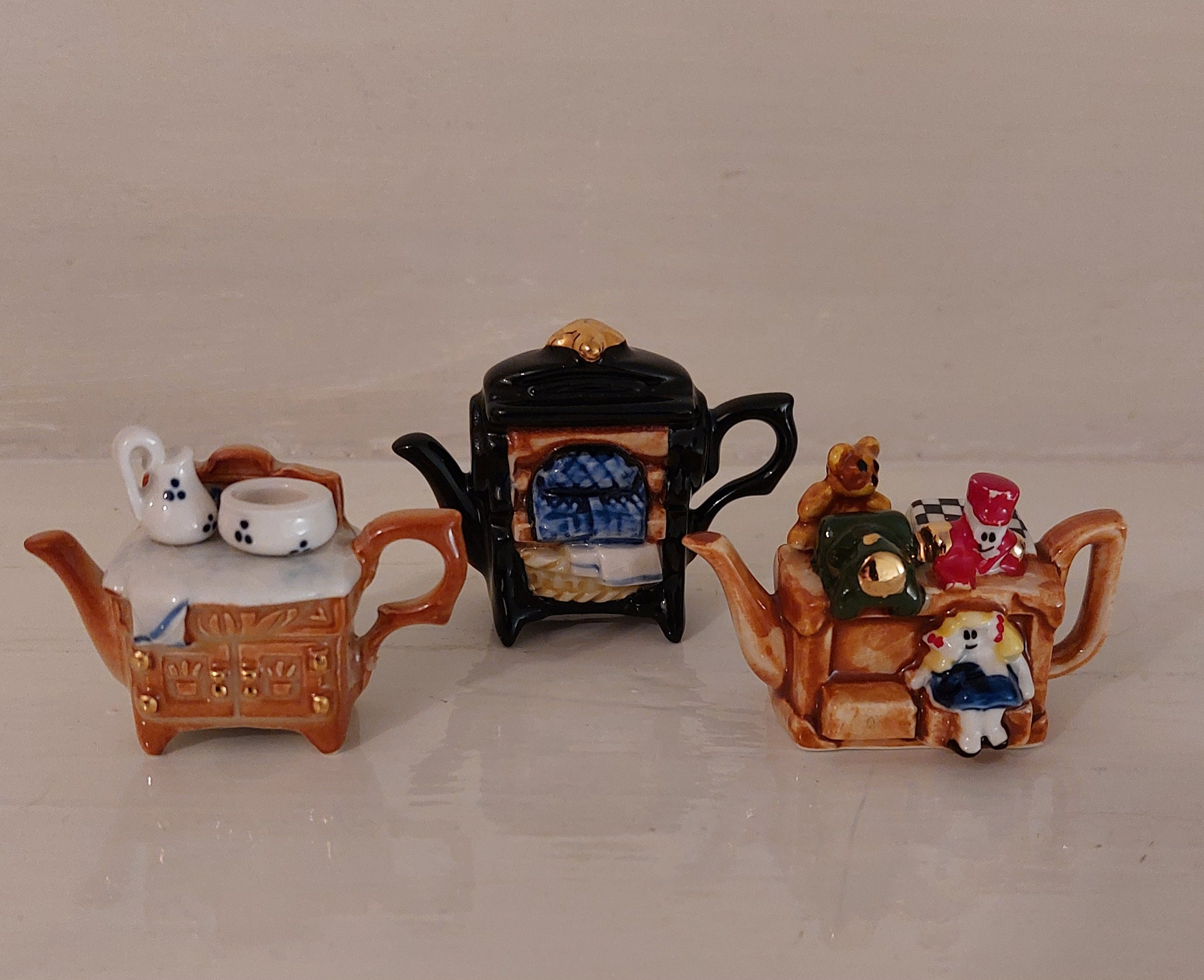 Vintage Paul Cardew Miniature Tiny Teapots Collection of 3