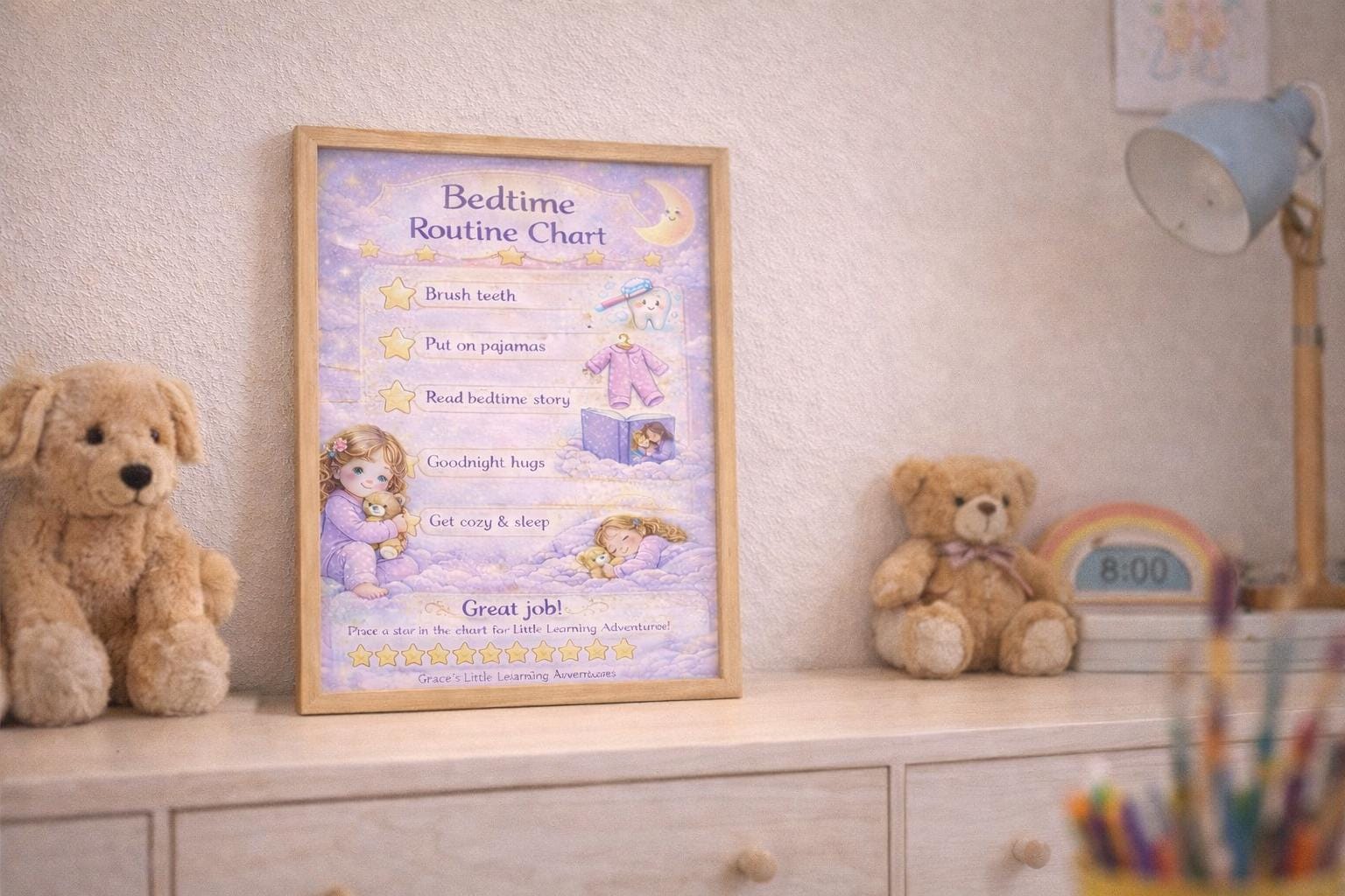 Bedtime Routine Chart Printable, Digital Download - Etsy