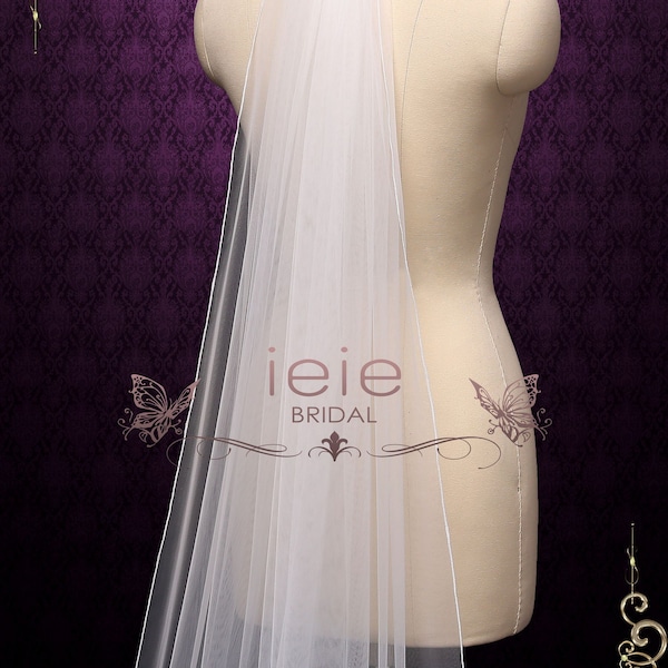 Single Tier Pencil Edge Veil: Fingertip, Chapel & Cathedral Length - BRIA main image 0