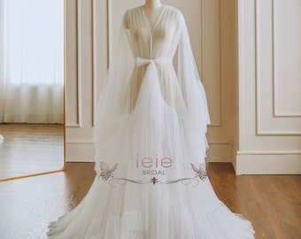 Ivory Soft Tulle Wedding Robe for Photo Shoot | RR2202